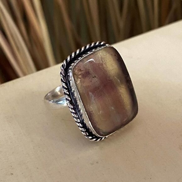 Fluorite Sterling Silver Ring Size 9 - Picture 3 of 8